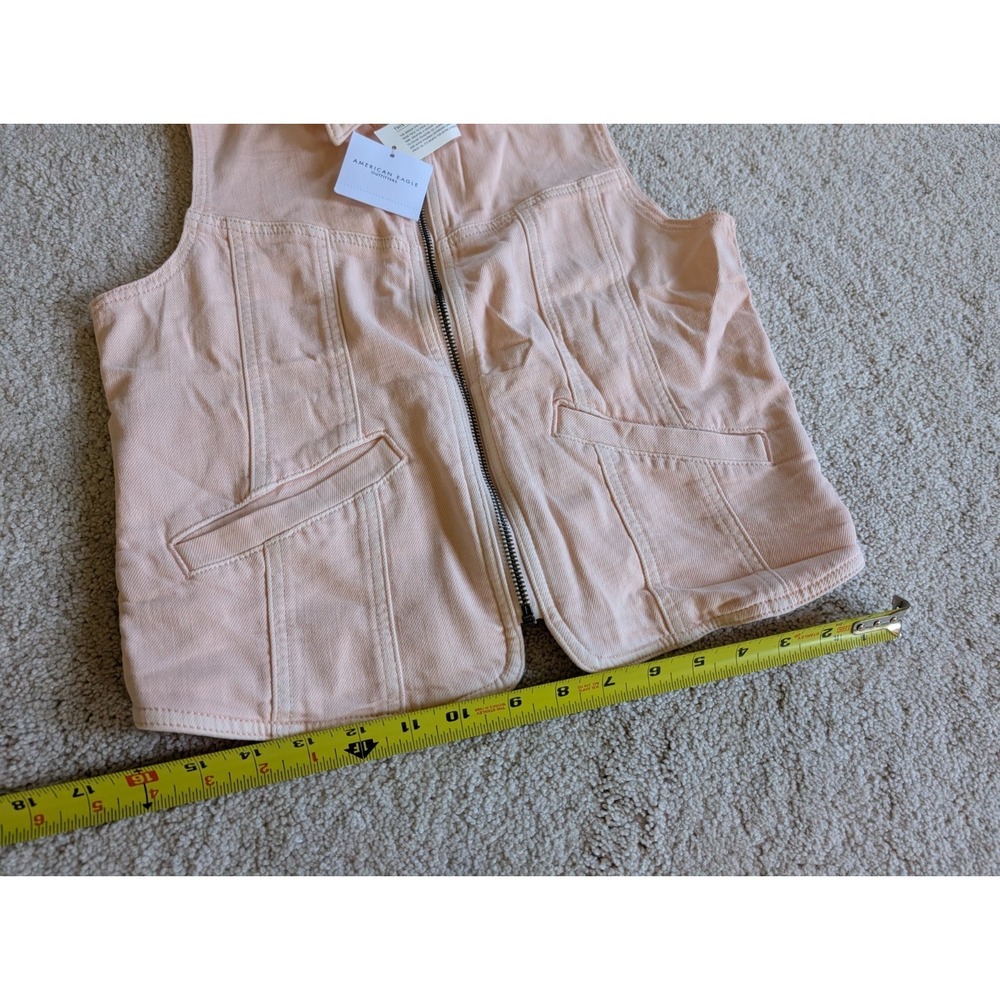 American Eagle Womens Small Denim Jacket Vest Full Zip NWT Biker Trucker Light - Picture 7 of 13